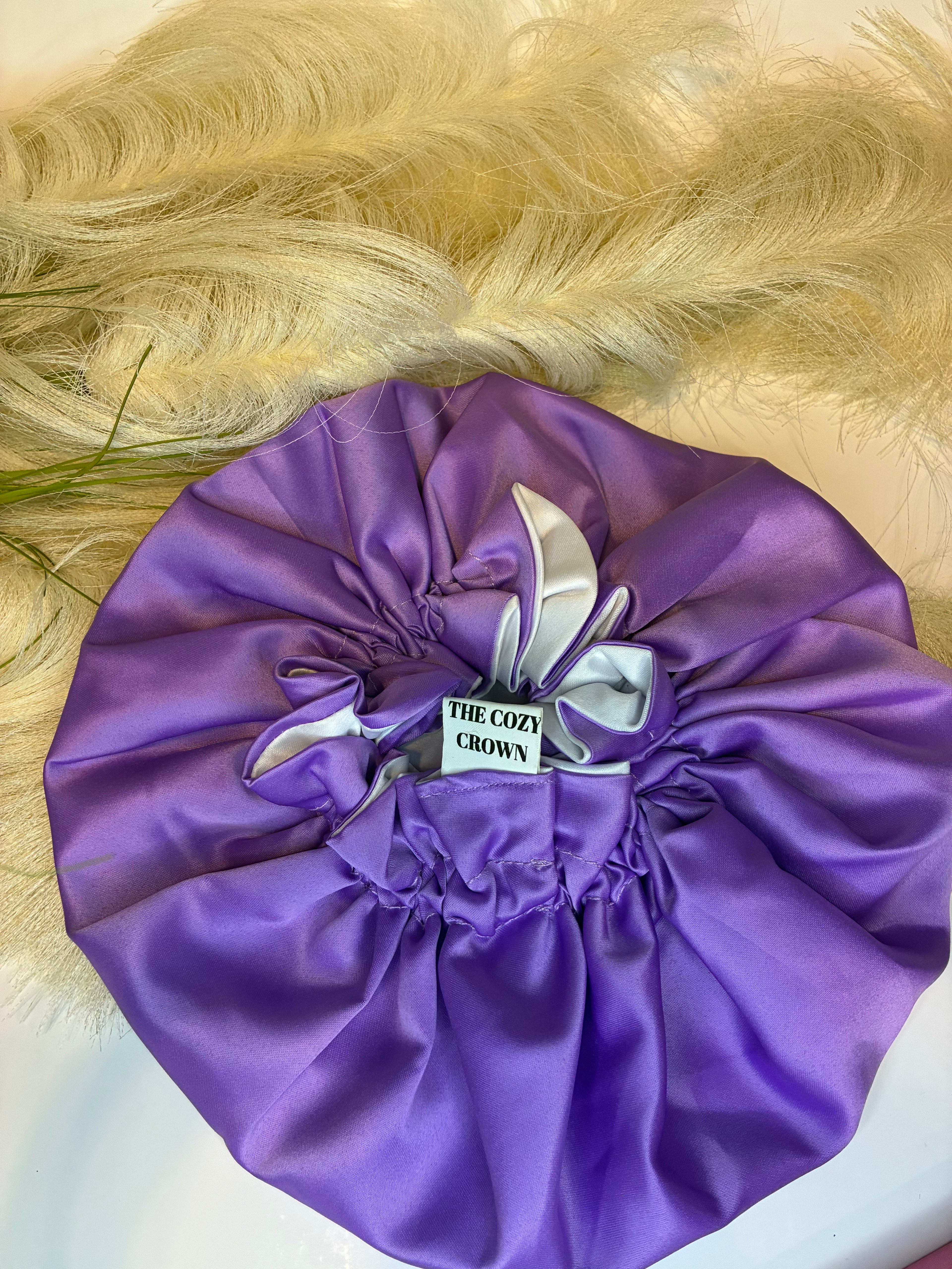 Purple and White Baby Bonnet